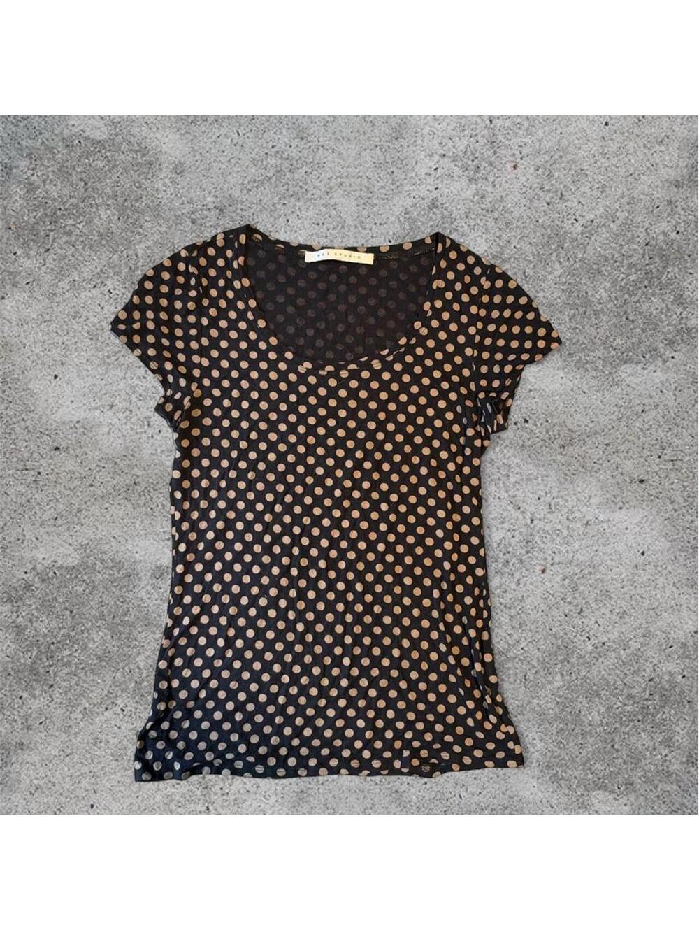 Max studio black and beige polka dot tshirt